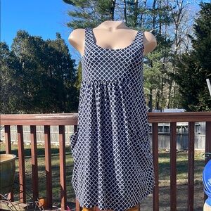 Sandiva  Navy and White Geometric Print Dress w/ Front Pockets Size XS
